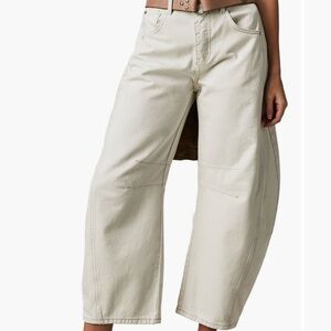 Free people white barrel jeans